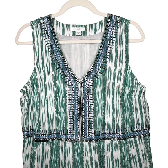 J. Jill Embroidered Cotton Ikat Dress Size Medium - Picture 2 of 10